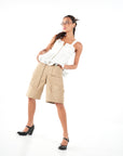 khaki baggy shorts