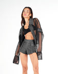 black leather shirt