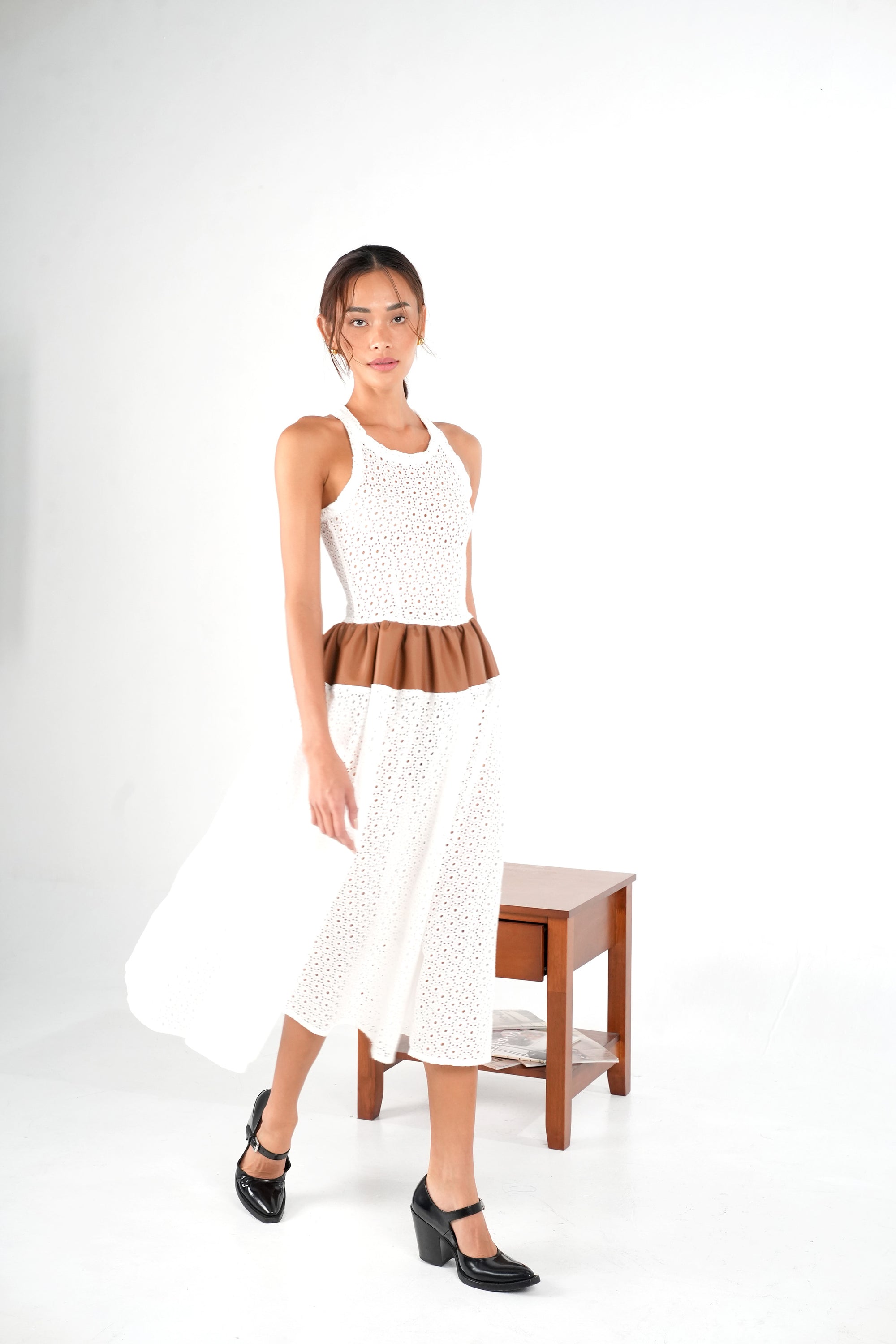 Embroidery Leather Dress