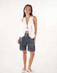 Yael Leather Top | White