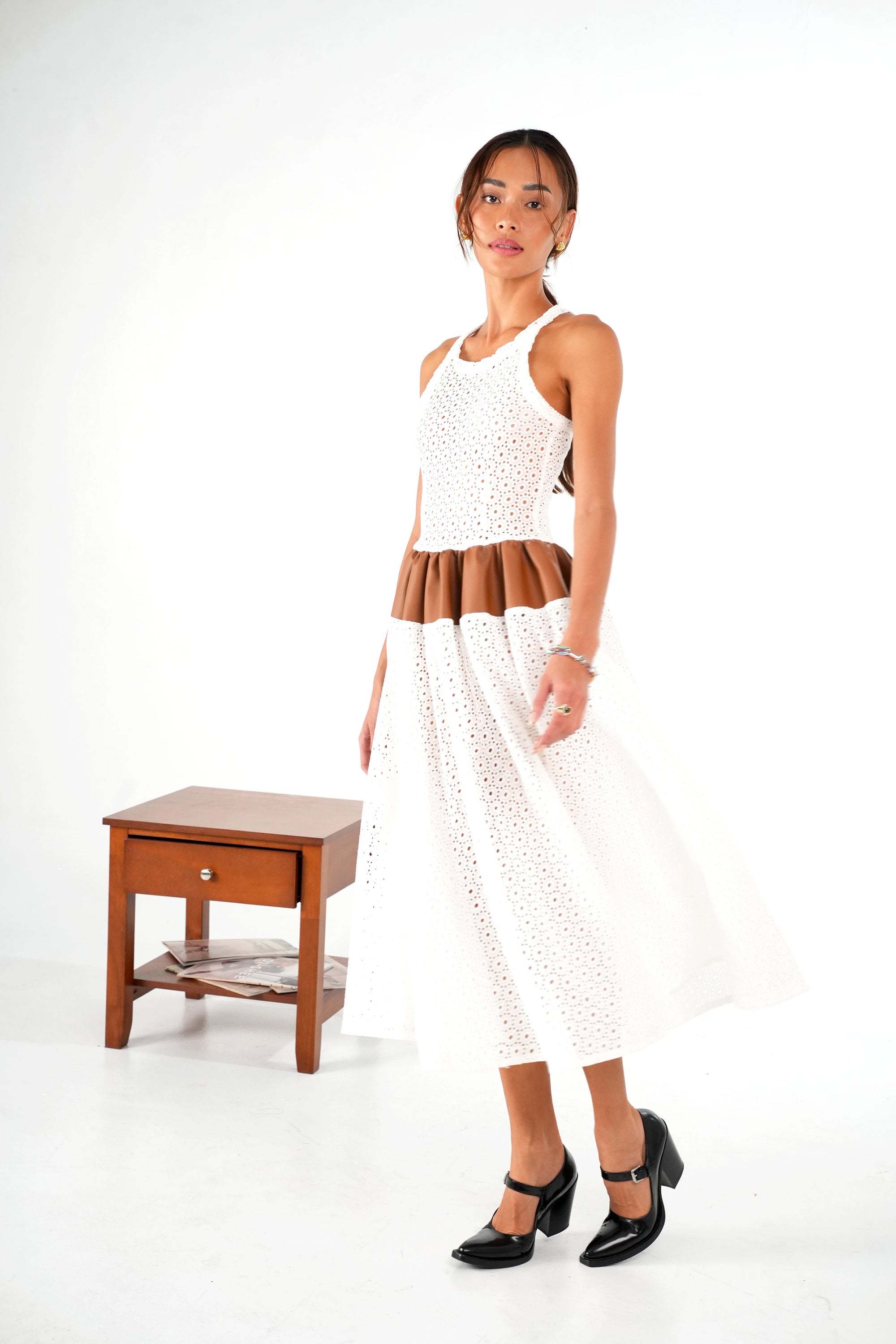 fit and flare white dress