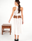 brown and white dress