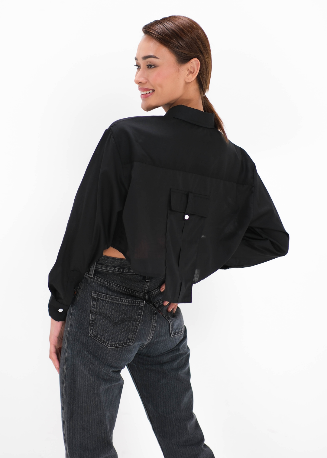 black crop shirt