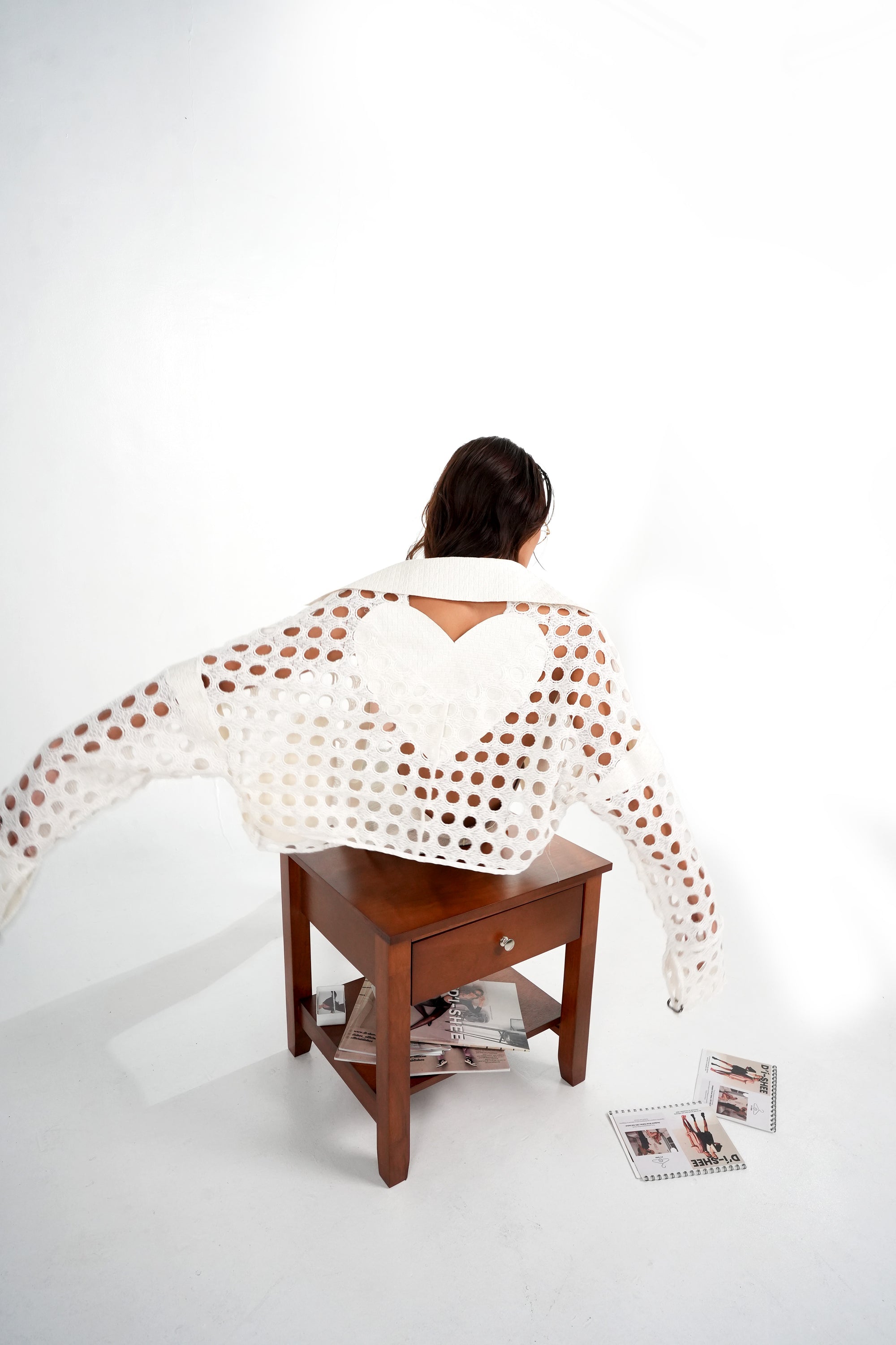 Eyal Leather Airmesh Top | White