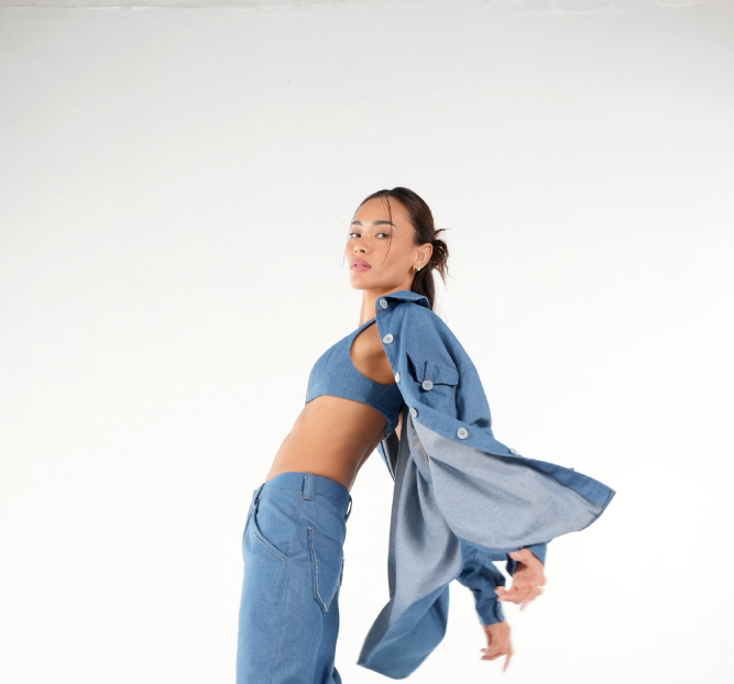 Naama Longsleeve Thick Denim Shirt | Medium Blue