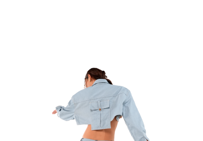 Eden Longsleeve Denim Cropped Top | Light Blue