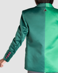 Two-Tone Semi-Circular Pocket Tailored Shoulder Blazer | Green