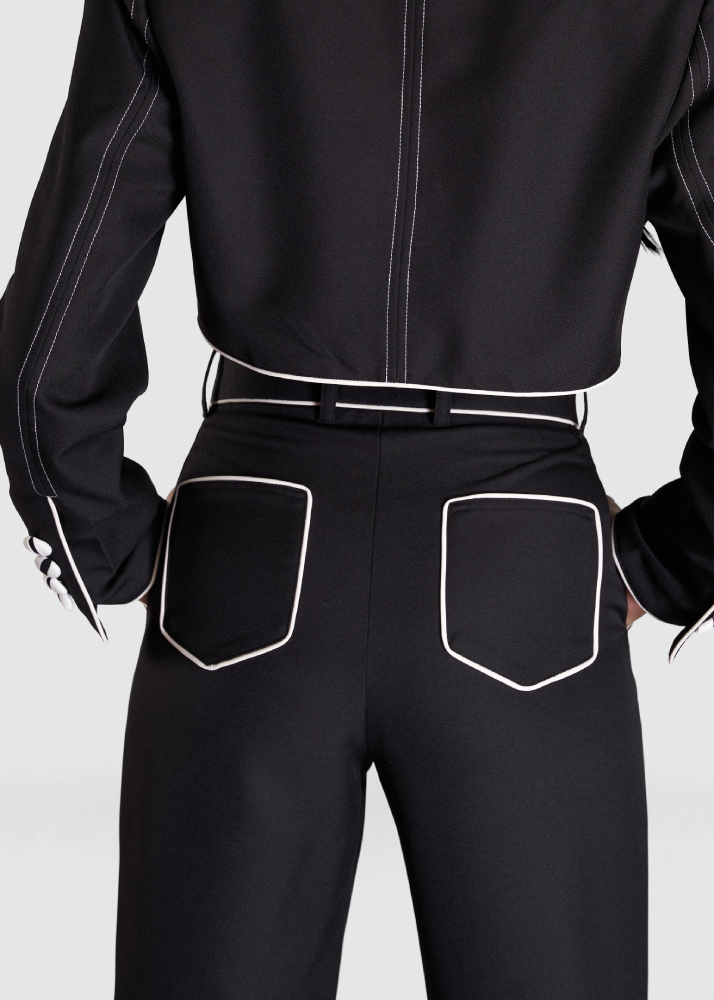 Contrast Slim Fit Trousers | Black