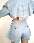 Eden Font Flits Denim Shorts | Light Blue