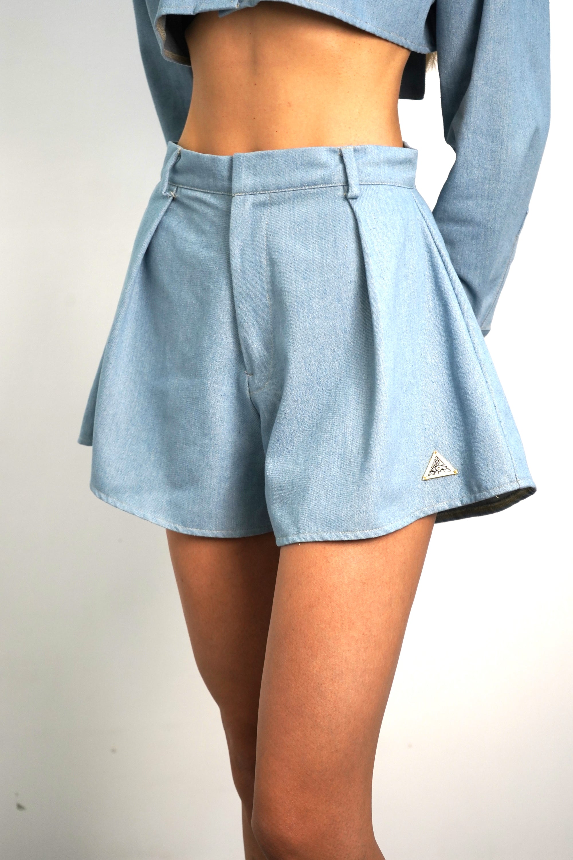 Eden Font Flits Denim Shorts | Light Blue