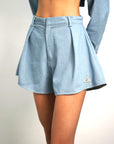 Eden Font Flits Denim Shorts | Light Blue