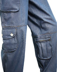 Naama Loose-Fit Denim Cargo Pants | Medium Blue