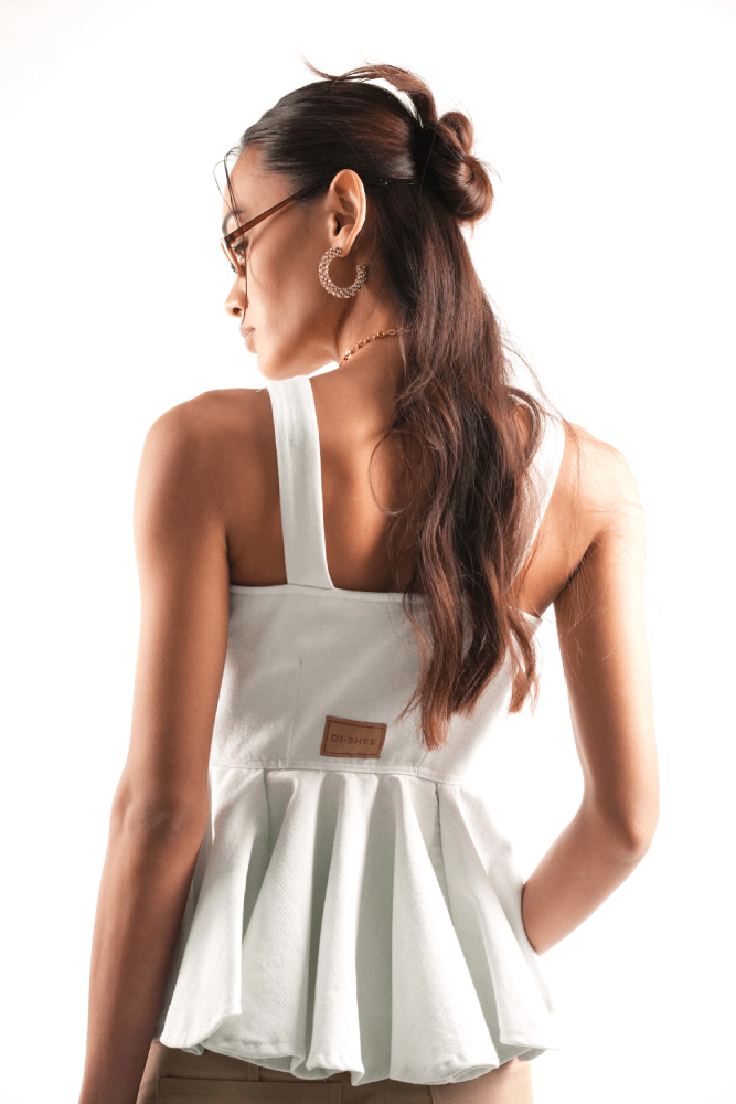 Rotem Pollini Stripes Top | White washed denim