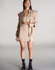 structured shoulder with collar blazer