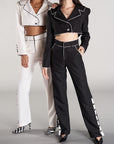 black and white trouser