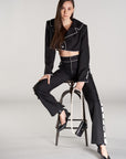 slim fit black trouser