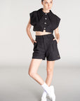 high waisted black shorts