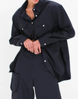 Sophia Pinstripe Casual Shirt | Black