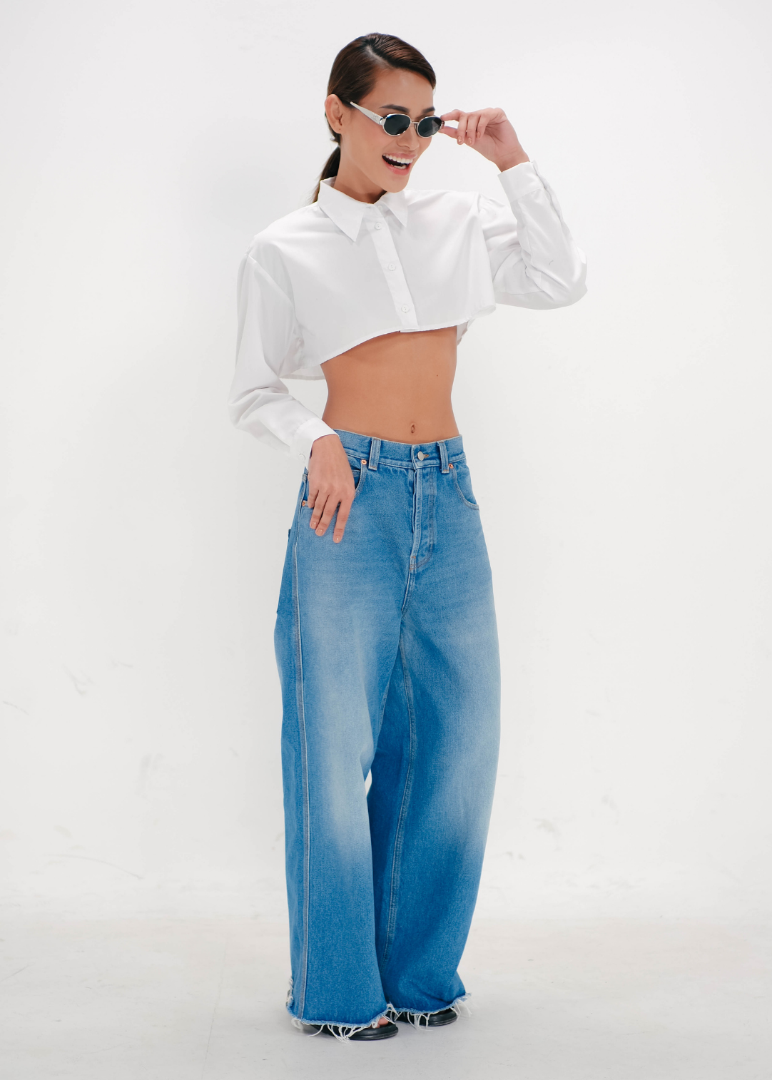 white crop shirt