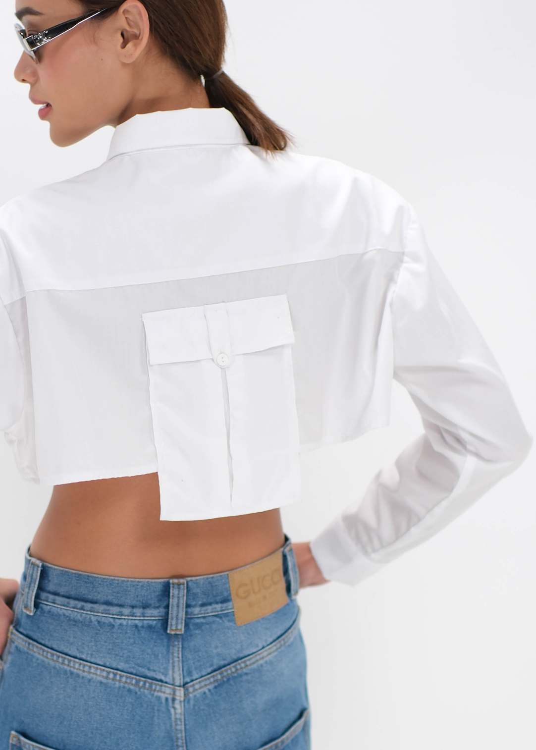 back pocket crop shirt