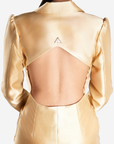 Stylish Open-Back Blazer | Gold