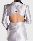 Stylish Open-Back Blazer | Silver