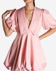 Puffy-Sleeved Mini Dress | Pink