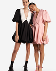 Puffy-Sleeved Mini Dress | Pink