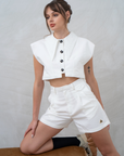 High Waisted Pocket Shorts | White