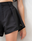 High Waisted Pleated Shorts | Black