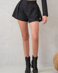 High Waisted Pleated Shorts | Black