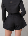 High Waisted Pleated Shorts | Black