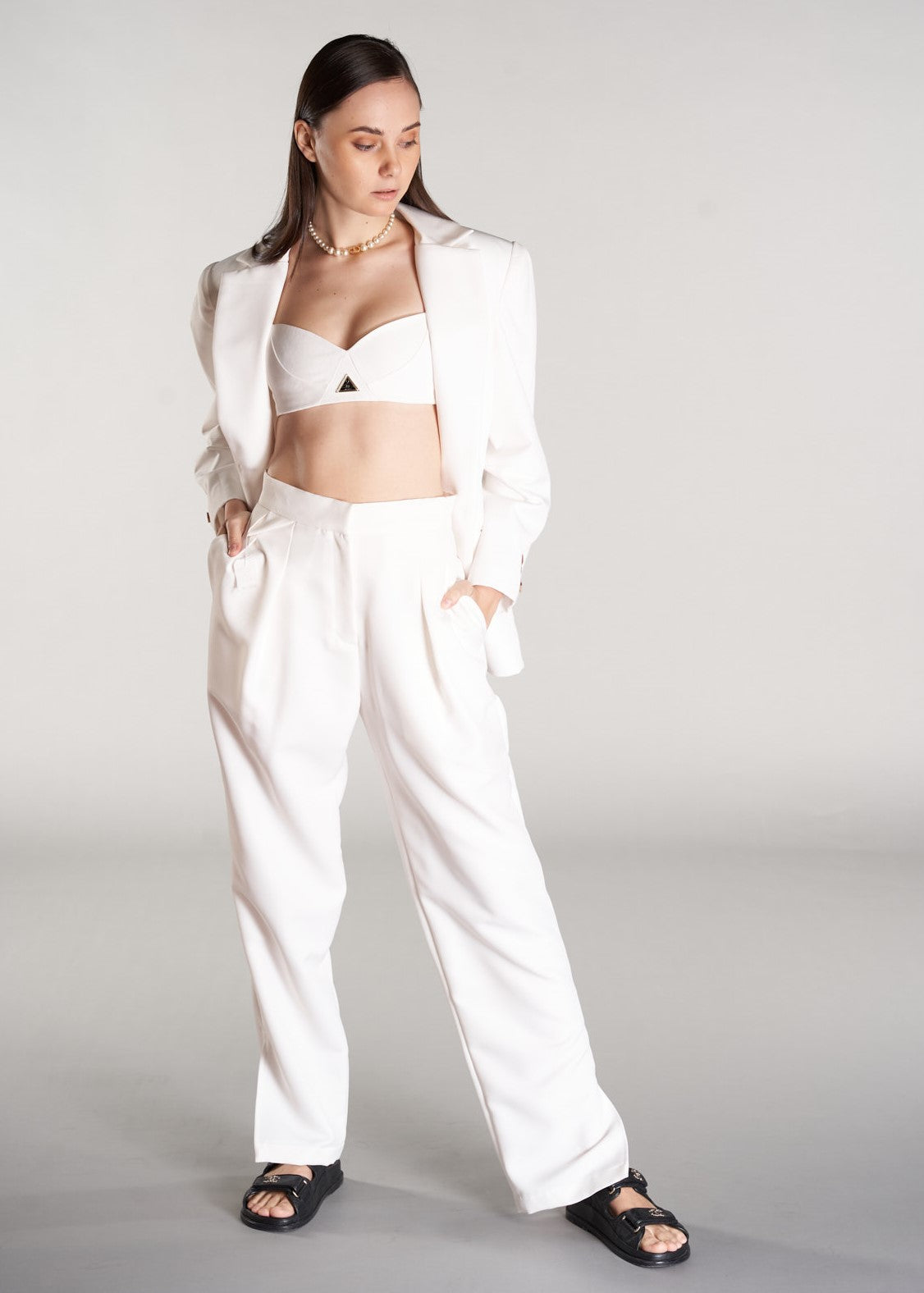 high waisted white trouser