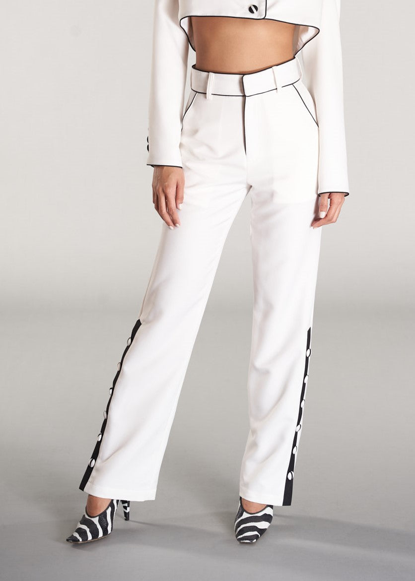 white slim fit pants