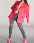 pink satin oversized blazer